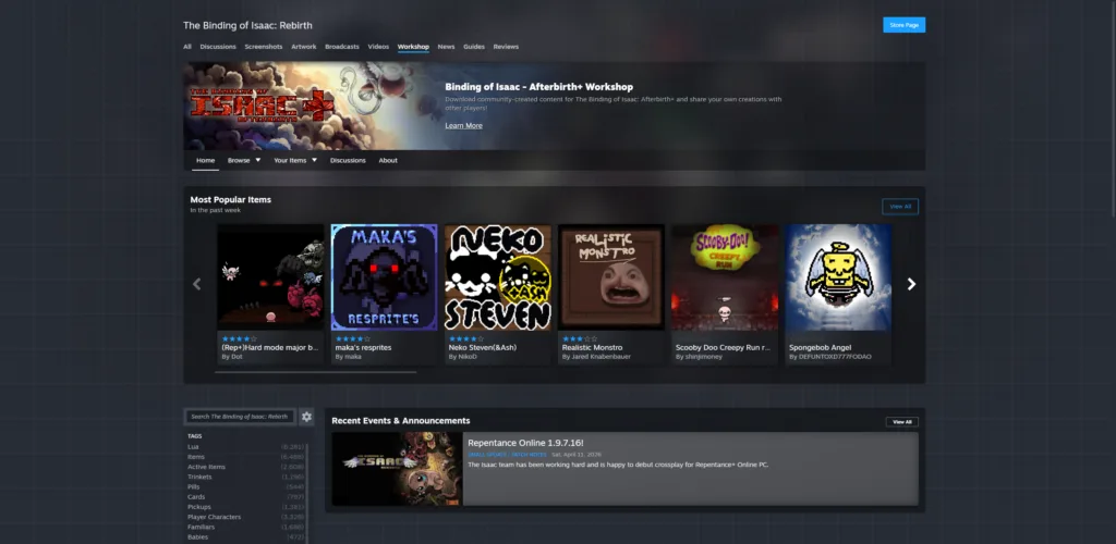 Nowy wygląd Steam Workshop z odświeżonym przeglądaniem modów i szybszym podglądem zawartości.